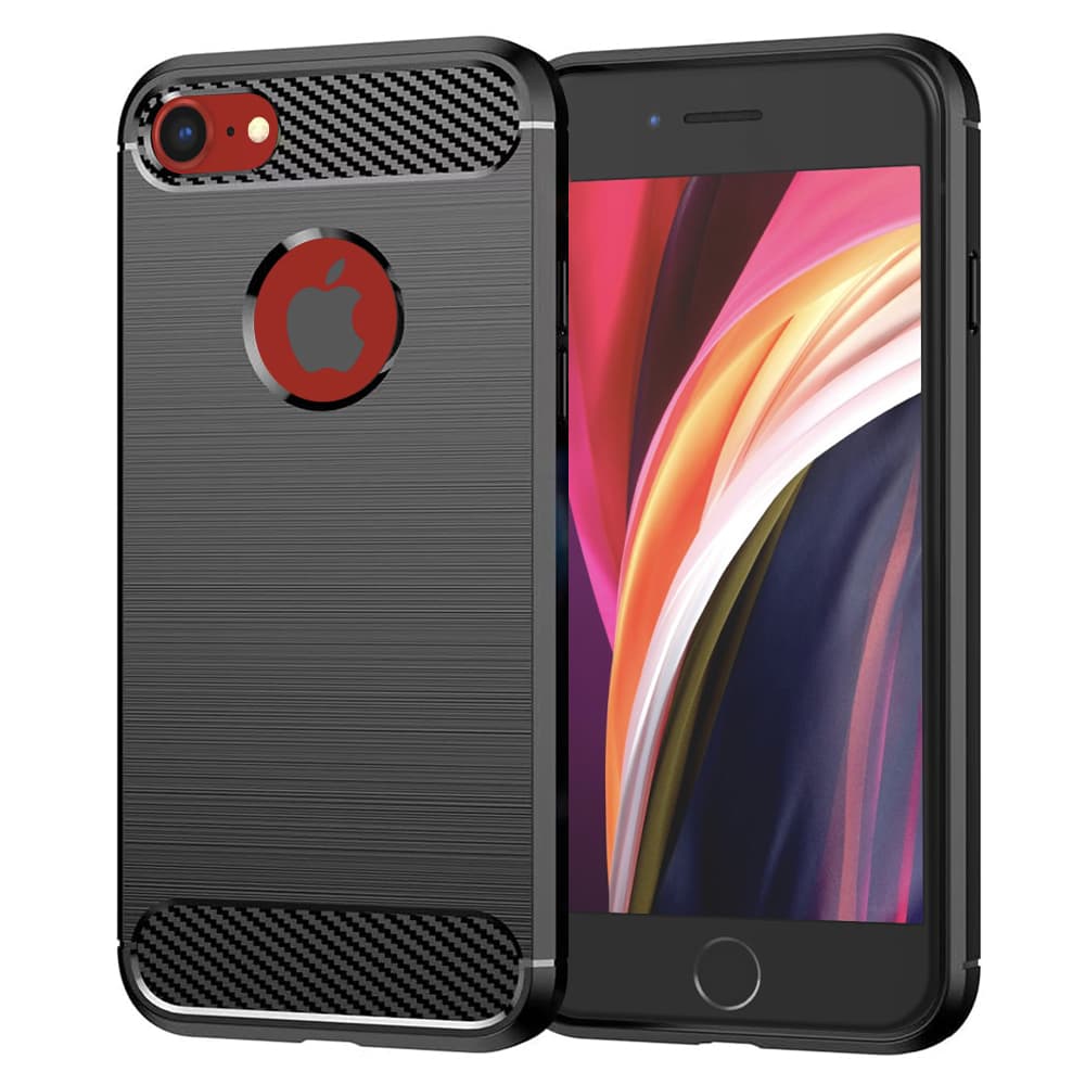 TechSuit Karbon Silikon iPhone SE 2 3 Černý - náhled 1