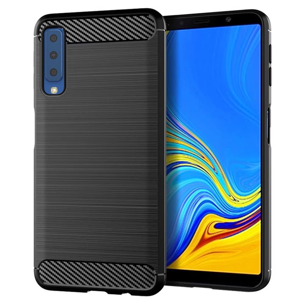 Techsuit Karbon Silikon Samsung Galaxy A7 2018 Černý - náhled 1