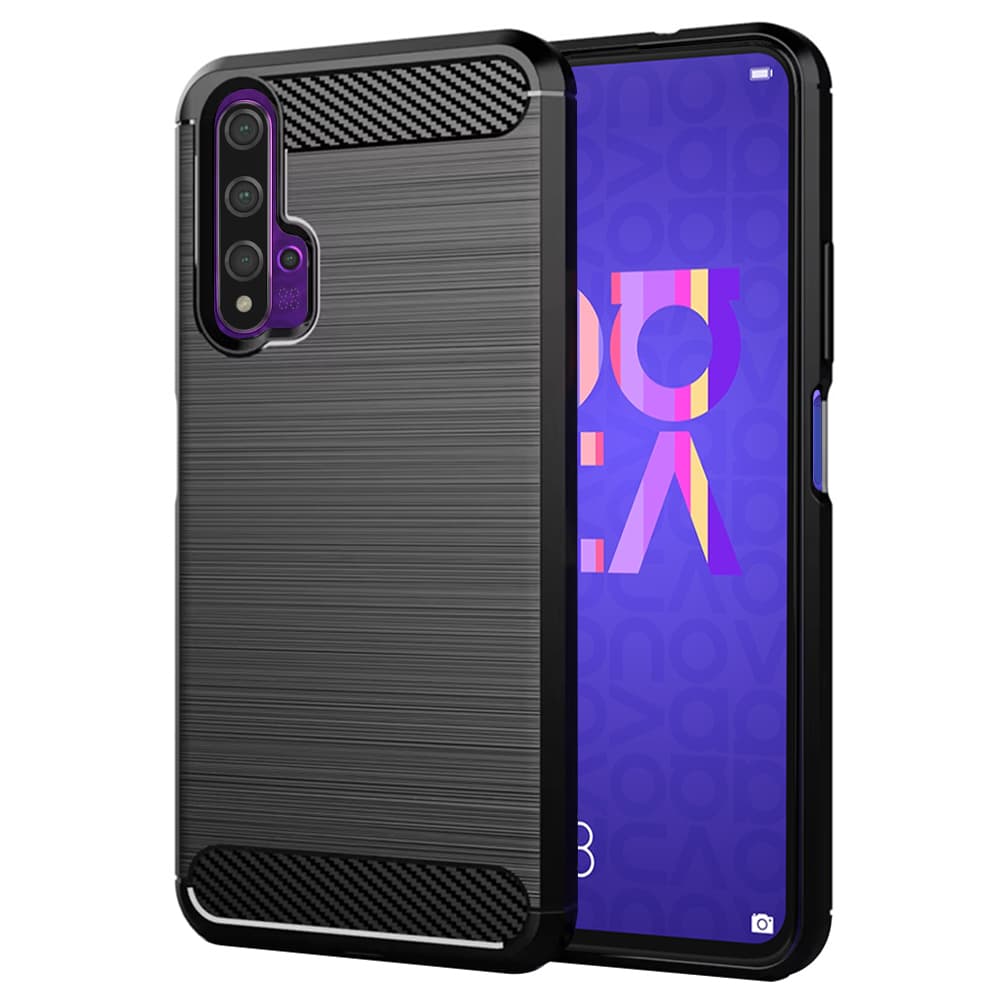 Techsuit Karbon Silikon Huawei nova 5T Honor 20 Černý - náhled 1