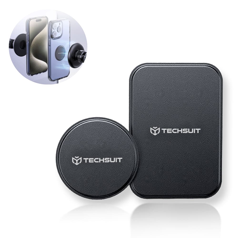 Techsuit 2ks Kovová destička MP02 PU kůže kryt Černá - náhled 1