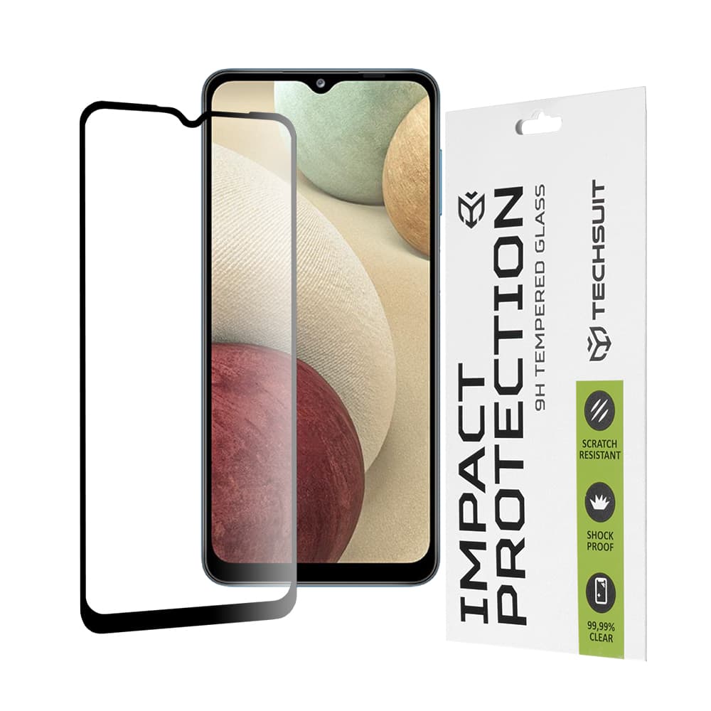 Techsuit 111D Celoplošné lepené sklo Samsung Galaxy A02 M02 A12 Černé - náhled 1