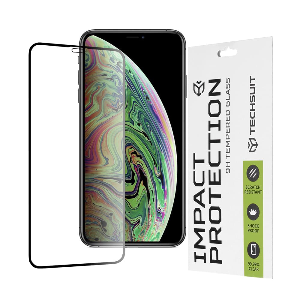 Techsuit 111D Celoplošné Lepené Sklo iPhone X XS 11 Pro Černé - náhled 1