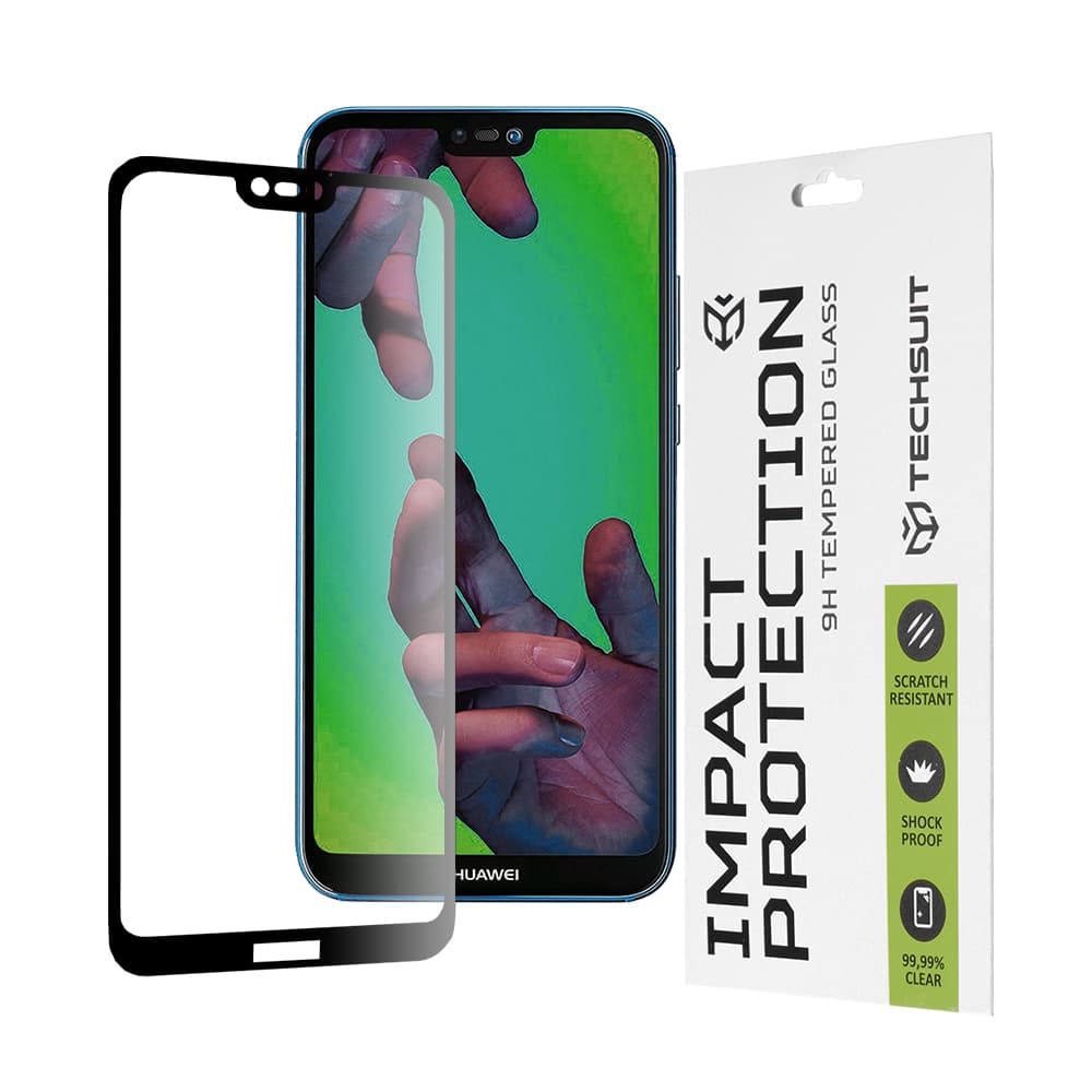 Techsuit 111D Celoplošné Celolepené Sklo Huawei P20 Lite Černé - náhled 1