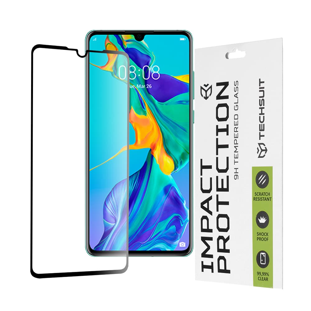Techsuit 111D Celoplošné sklo Huawei P30 Černé - náhled 1