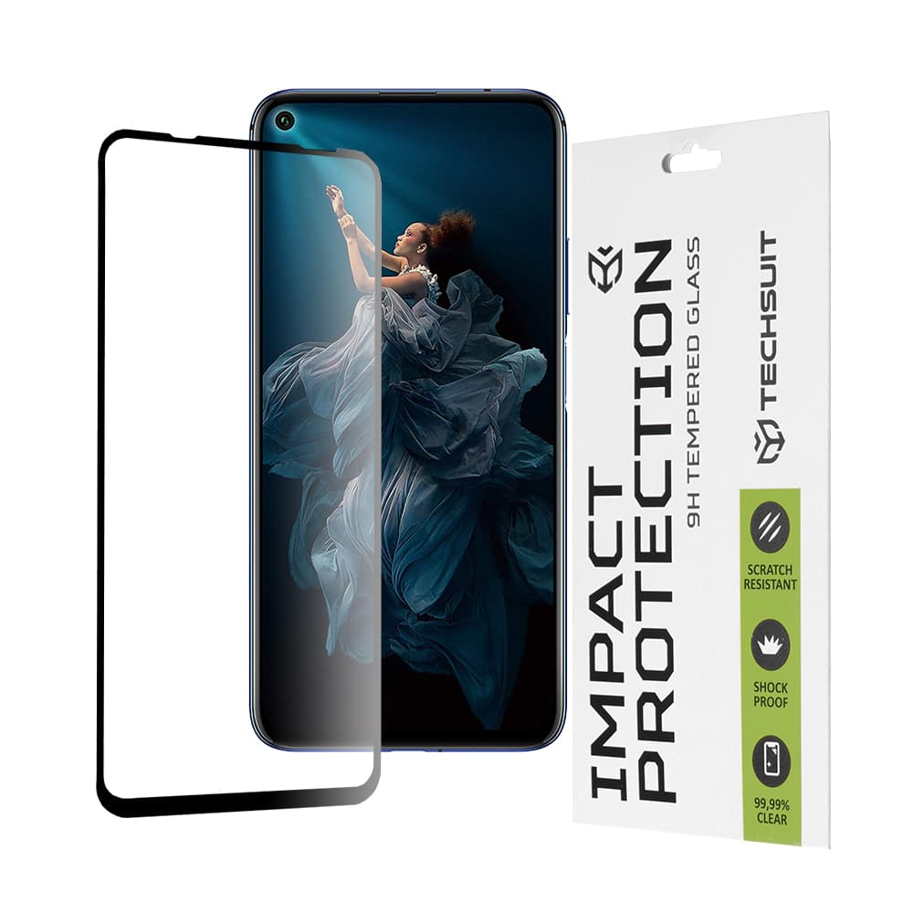 Techsuit 111D Celoplošné lepené sklo Huawei nova 5T Honor 20 černé - náhled 1