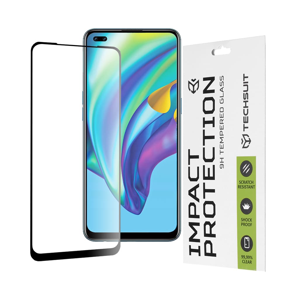 Techsuit 111D Celoplošné lepené sklo Oppo Reno4 Lite Black - náhled 1
