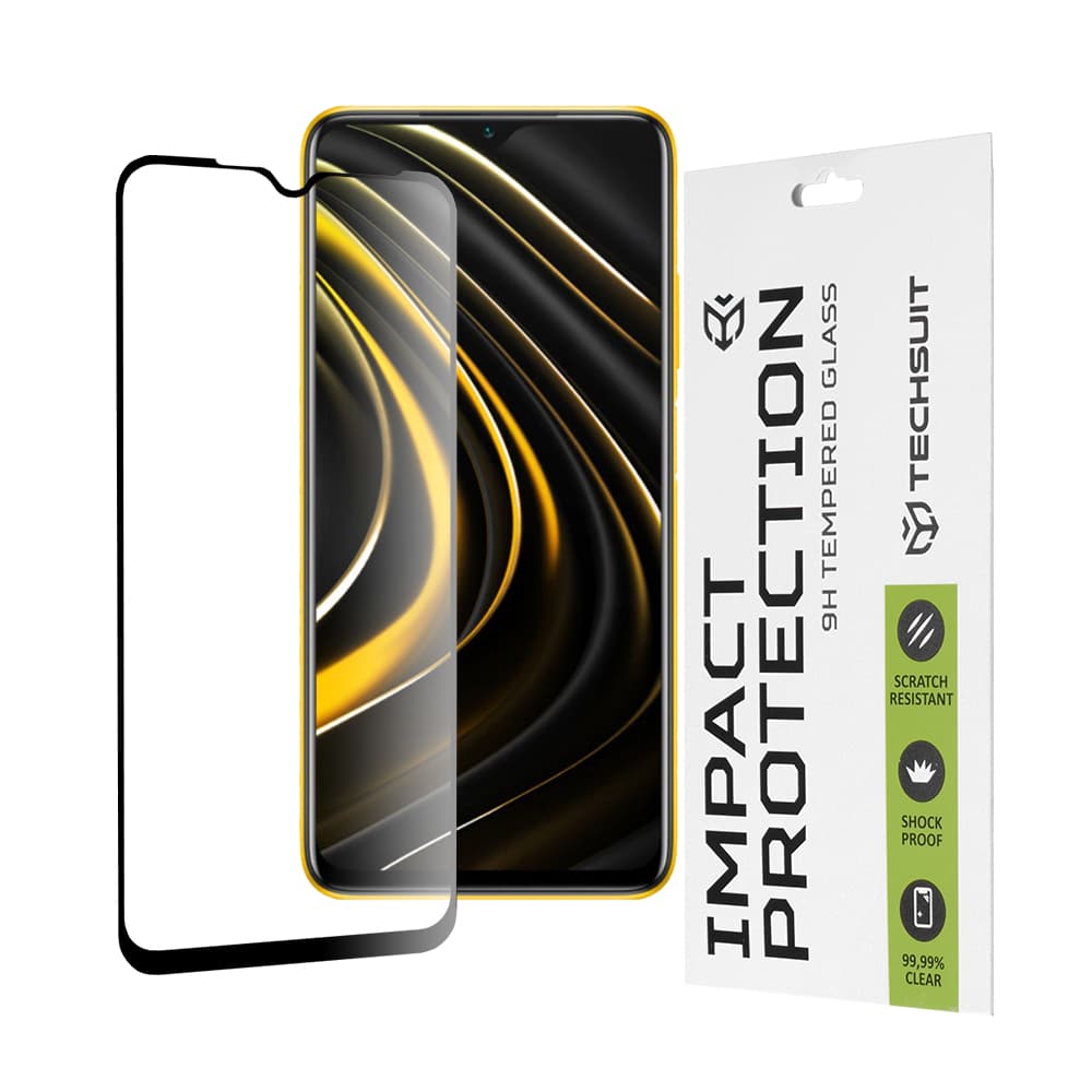 Techsuit 111D Celoplošné lepené sklo Xiaomi Poco M3 Black - náhled 1