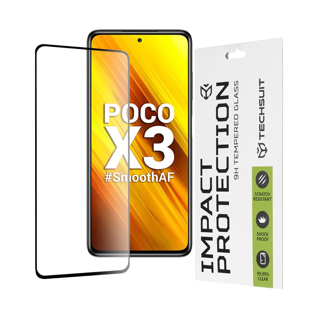 Techsuit 111D Celoplošné sklo Poco X3 Černé - náhled 1