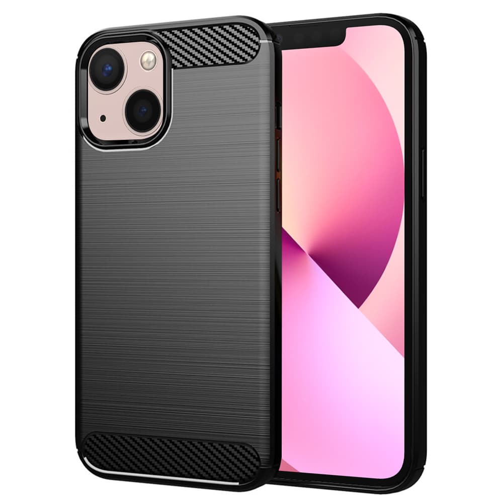 Techsuit Carbon Silicone iPhone 13 Černá - náhled 1