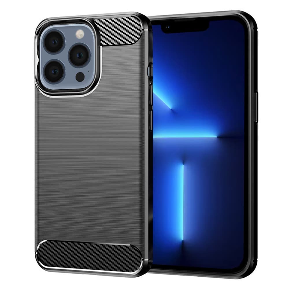 Techsuit Carbon Silicone pro iPhone 13 Pro Max Černá - náhled 1