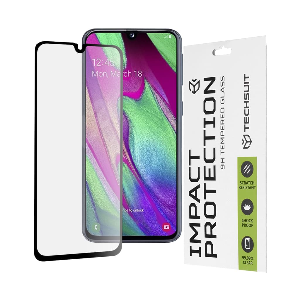 Techsuit 111D Celoplošné lepící sklo Samsung Galaxy A40 Černé - náhled 1