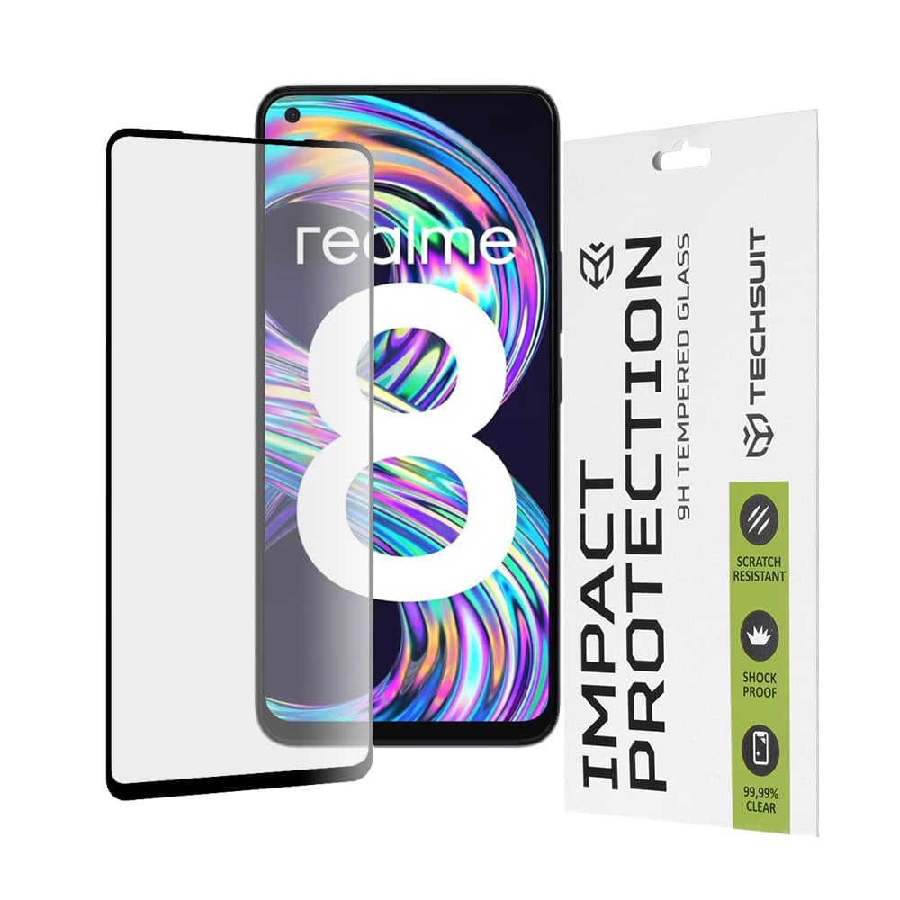 Techsuit 111D Celoplošné sklo Realme 8 4G 8 Pro Černé - náhled 1