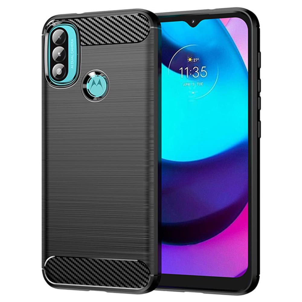 Techsuit Carbon Silicone Motorola Moto E20 Moto E30 Moto E40 Černá - náhled 1