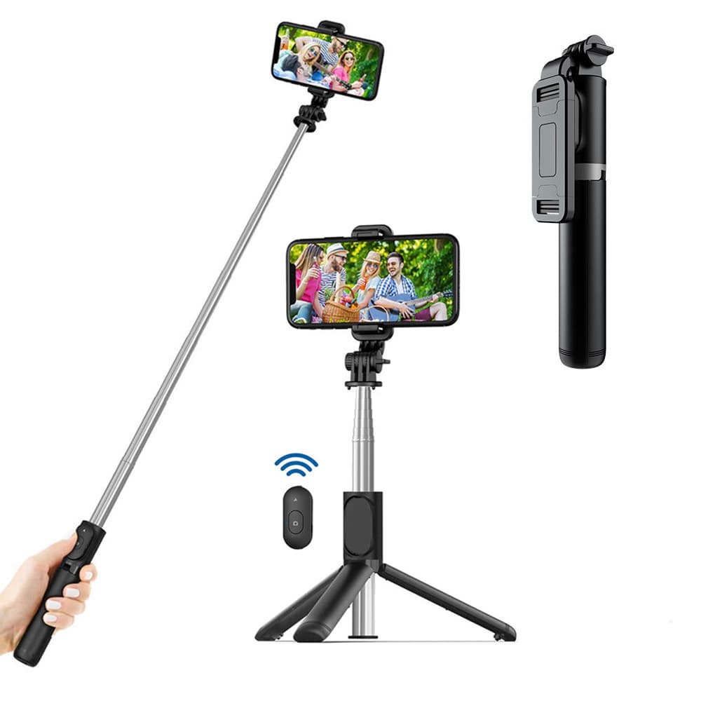 Techsuit Selfie tyč Q01 Bluetooth ovládání stativ 101cm Černá - náhled 1