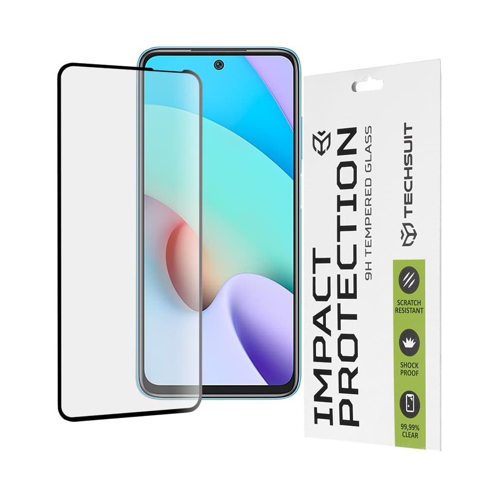 Techsuit 111D Celoplošné celolepicí sklo Xiaomi Redmi 10 2022 Černé - náhled 1