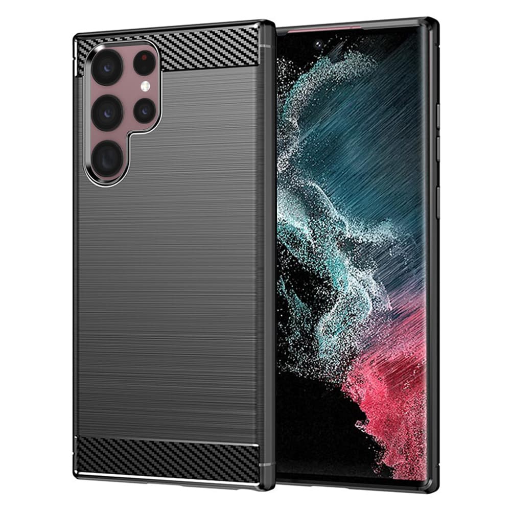 Techsuit Karbon Silikon Samsung Galaxy S22 Ultra Černý - náhled 1