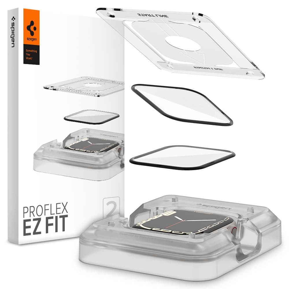 Spigen ProFlex EZ Fit 2 kusy Apple Watch 7 8 9 45mm Černá - náhled 1