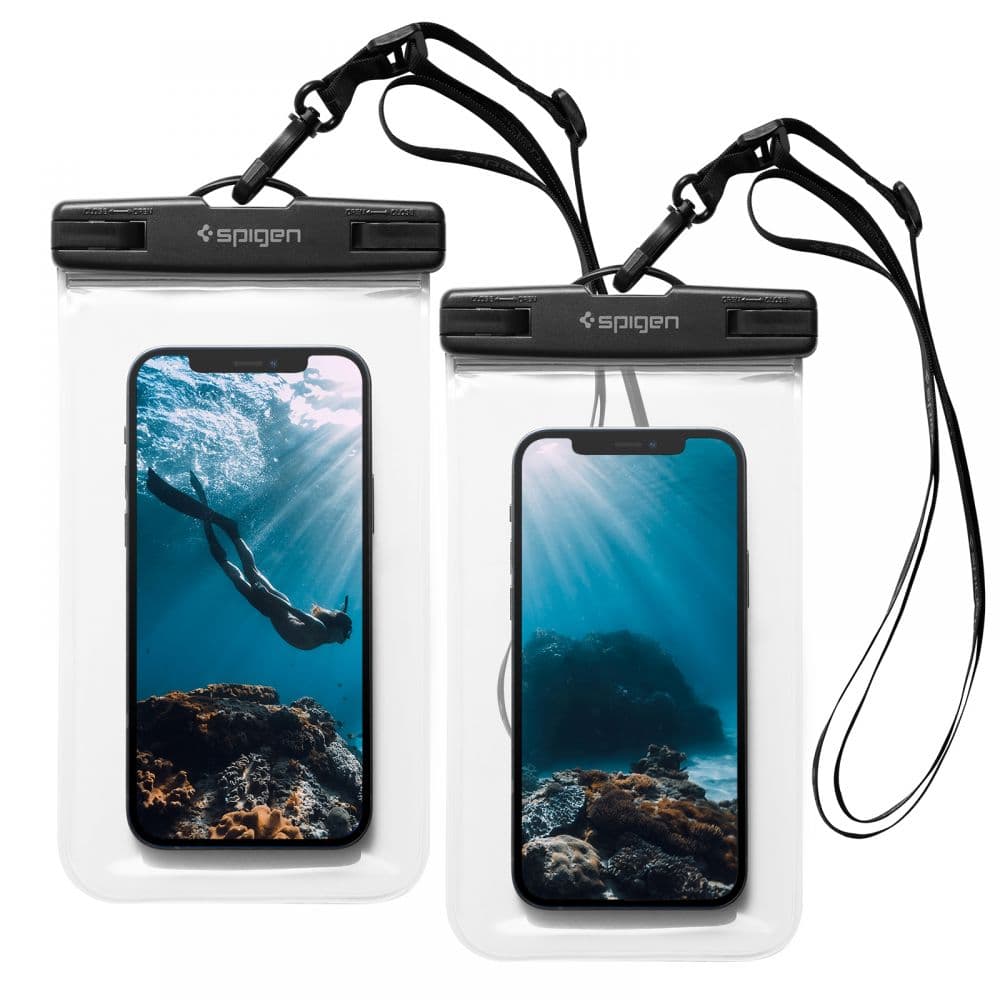 Spigen 2x Vodotěsné pouzdro A601 IPX8 pro telefon 3.5 - 7" Průhledné - náhled 1