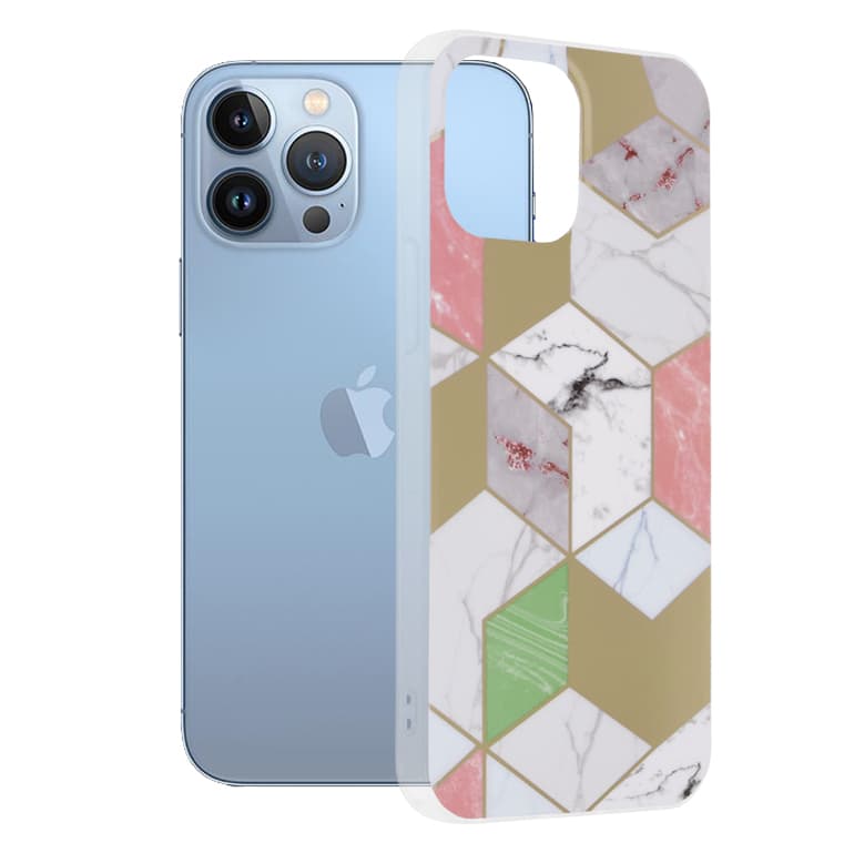 Techsuit Marble Series iPhone 13 Pro Max Fialový Hex - náhled 1