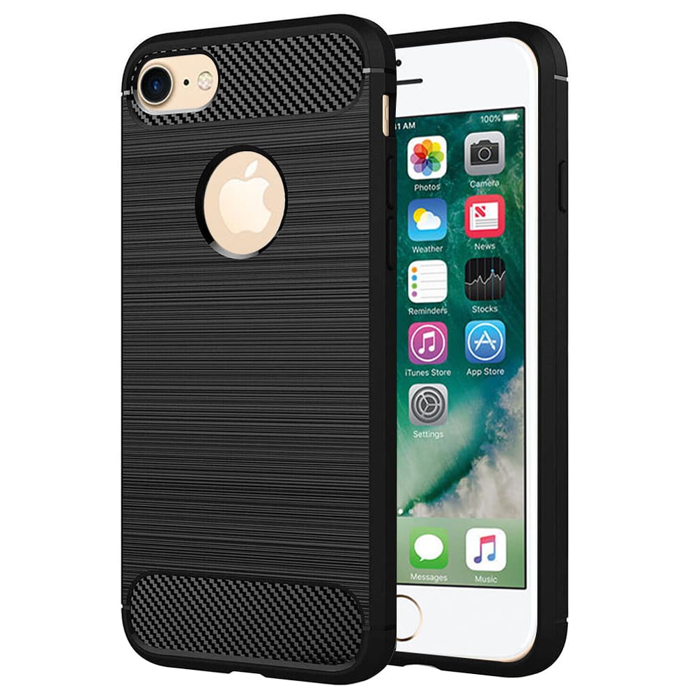 Techsuit Karbon Silikon iPhone 7 iPhone 8 Černý - náhled 1