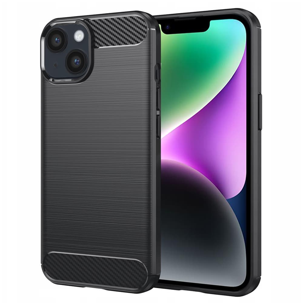 Techsuit Karbon Silikon iPhone 14 Černý - náhled 1