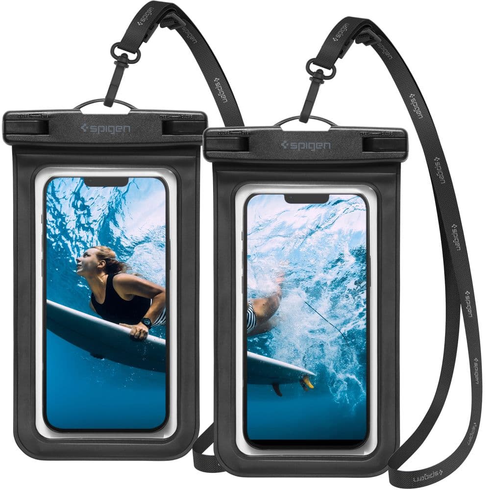 Spigen 2 kusy Vodotěsné pouzdro A601 IPX8 pro telefon 3.5-7" Černé - náhled 1