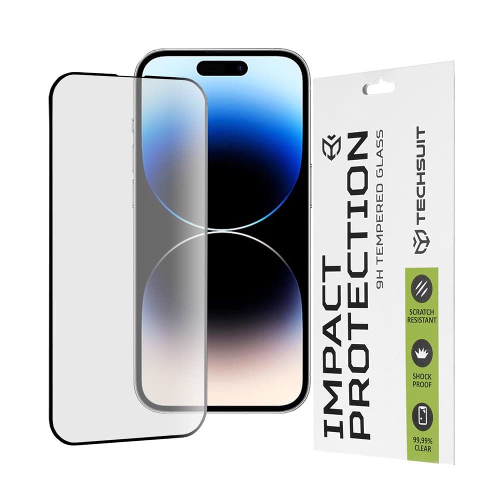 Techsuit 111D Celoplošné lepení sklo iPhone 14 Pro Černé - náhled 1