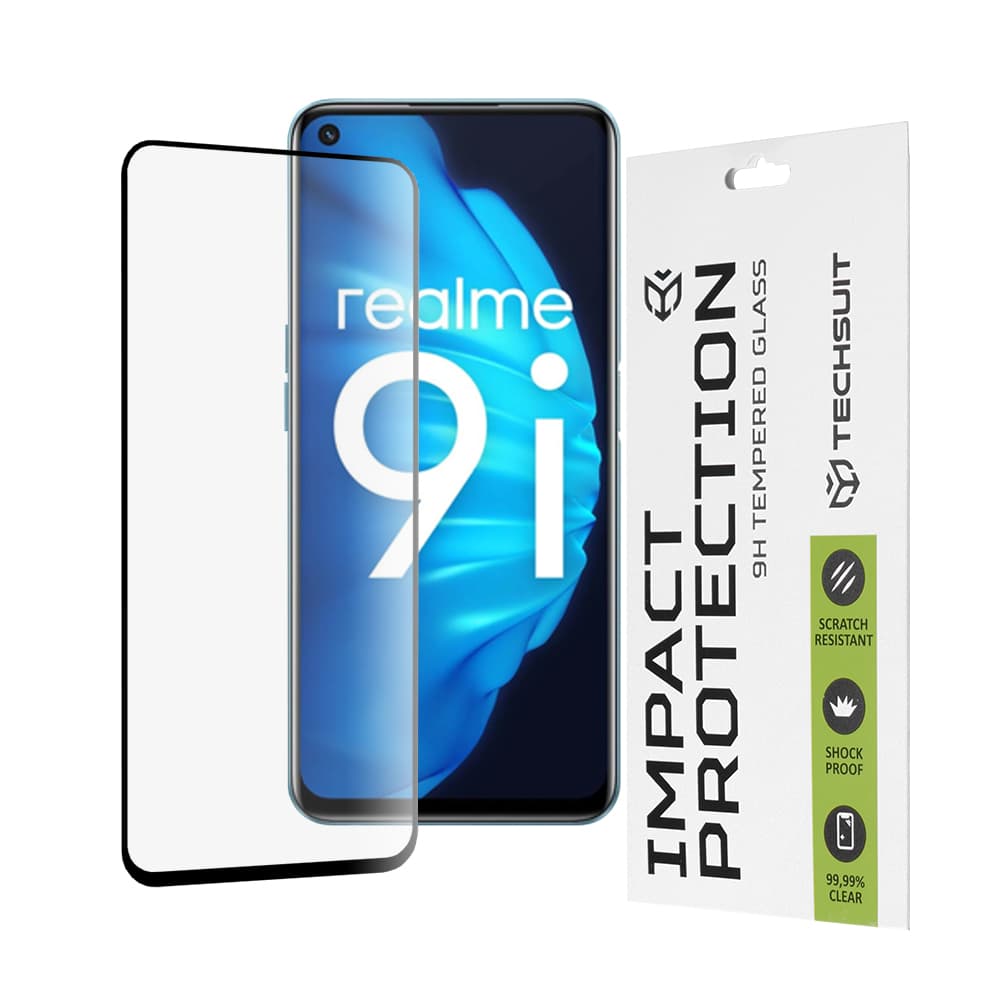 Techsuit 111D Celoplošné lepené sklo Realme 9i 9 5G 9 Pro Black - náhled 1