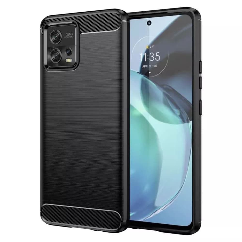 Techsuit Karbon Silikon Motorola Moto G72 Černý - náhled 1
