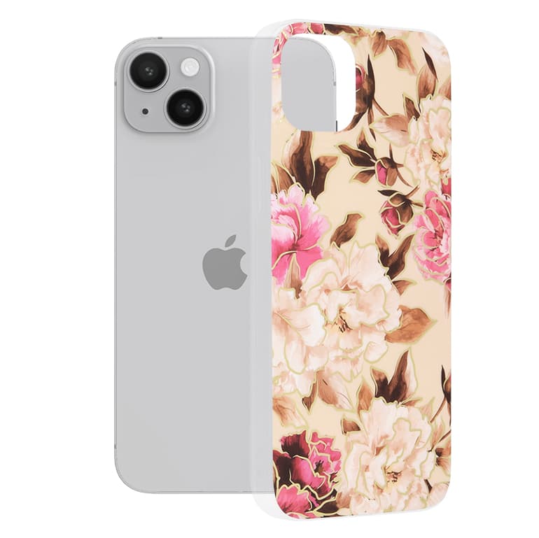 Techsuit Mramorová série iPhone 14 Plus Mary Berry Nude - náhled 1