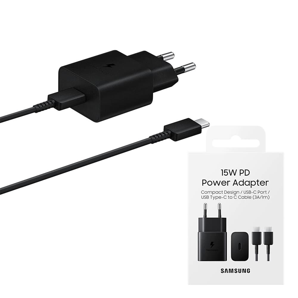Samsung Originální nástěnná nabíječka EP-T1510XBEGEU Type-C 15W černá - náhled 1