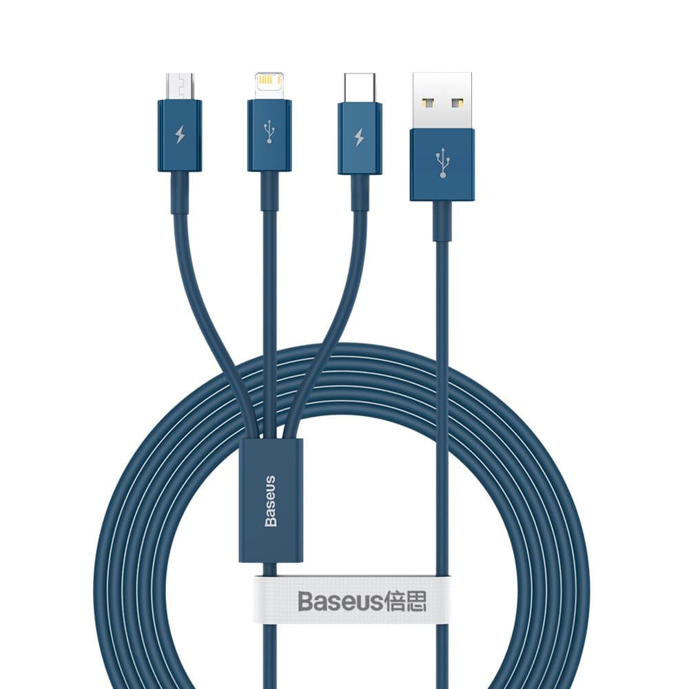 Baseus Datový kabel Superior Series CAMLTYS-03 USB na 3v1 1.5m Modrý - náhled 1