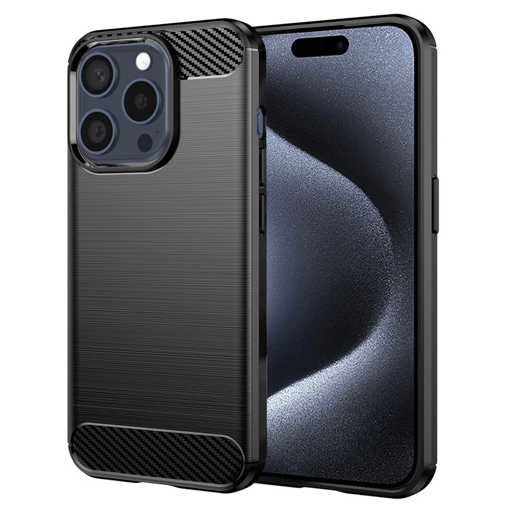 Techsuit Karbonový Silikon iPhone 15 Pro Černý - náhled 1