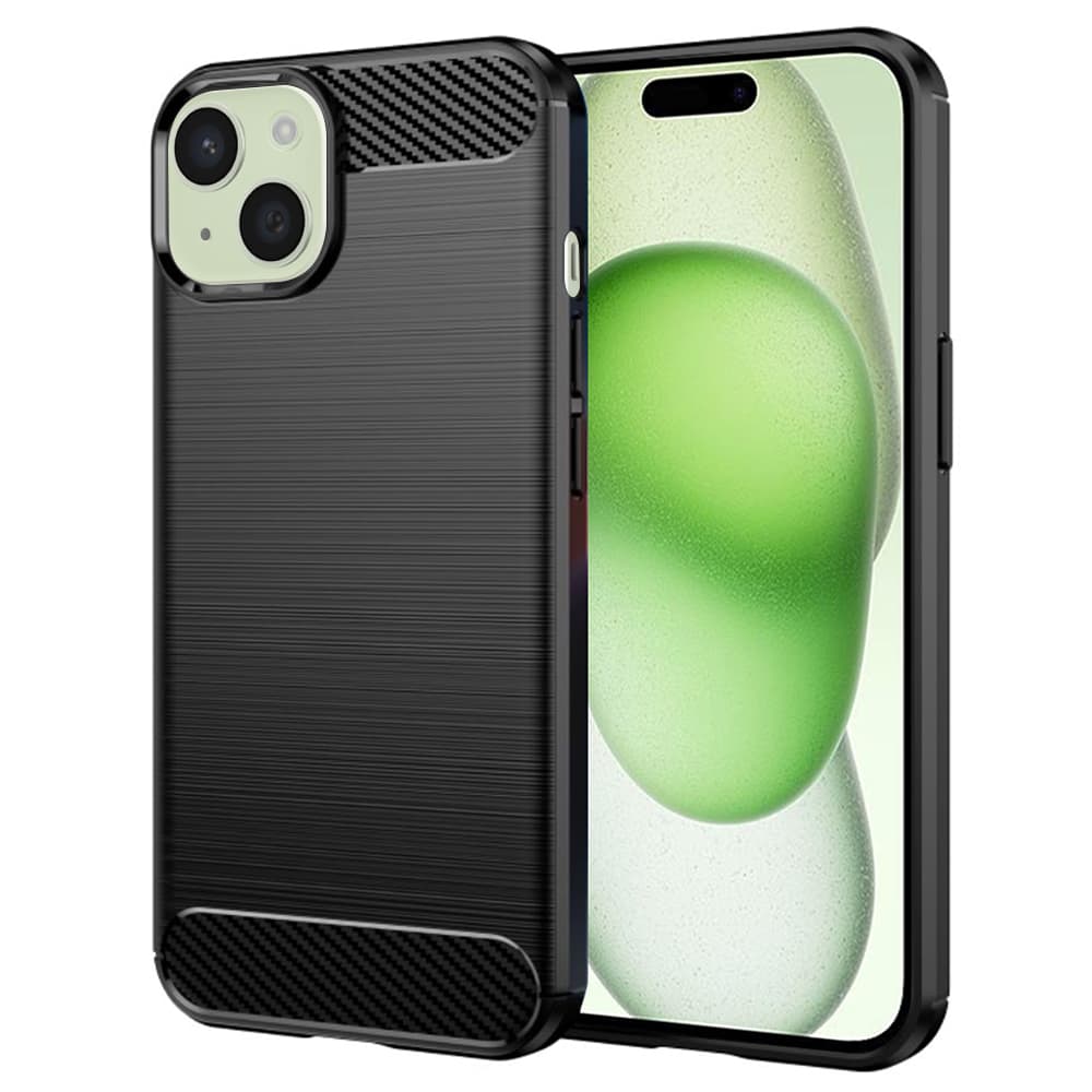 Techsuit Karbon Silikon Kryt iPhone 15 Plus Černý - náhled 1