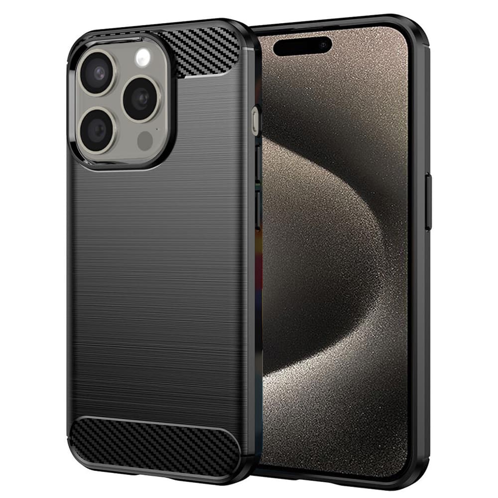 Techsuit Karbon Silikon iPhone 15 Pro Max Černý - náhled 1