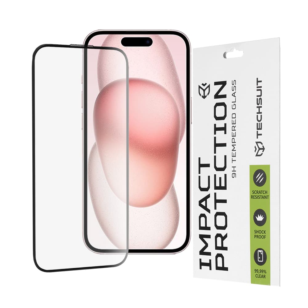 Techsuit 111D Celoplošné sklo plné lepení iPhone 15 iPhone 16 Black - náhled 1