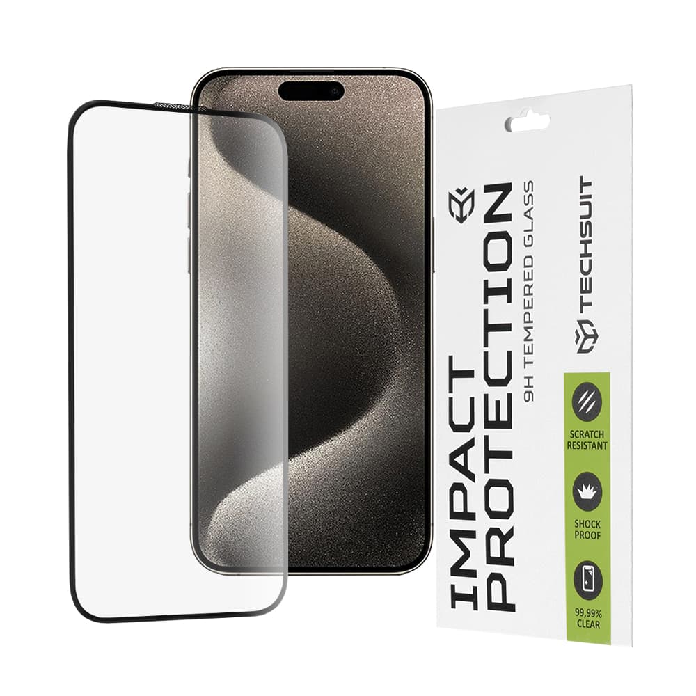 Techsuit 111D Celoplošné celolepené sklo iPhone 15 Pro Max Černé - náhled 1