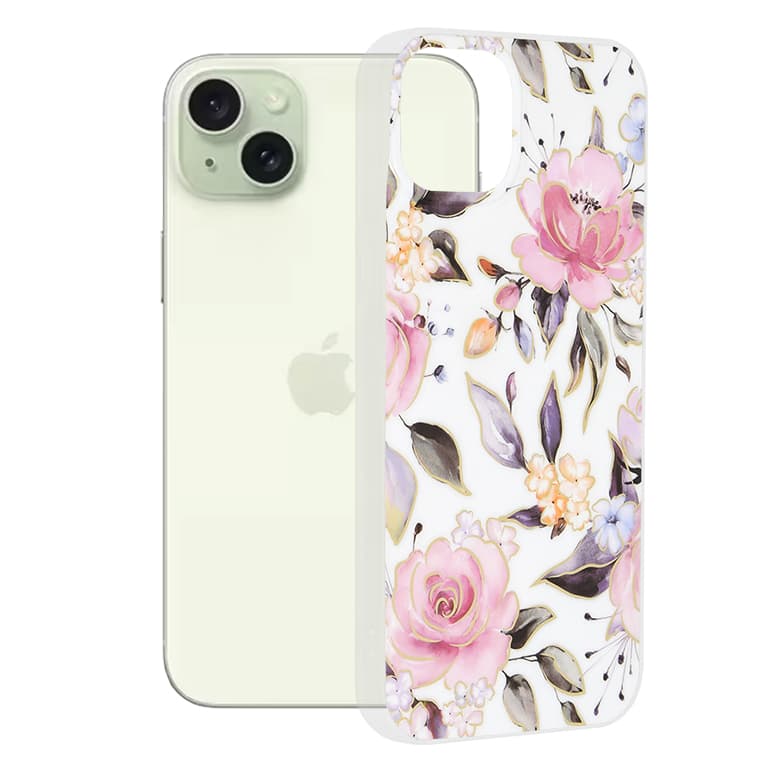 Techsuit Mramorová série iPhone 15 Plus Chloe White - náhled 1