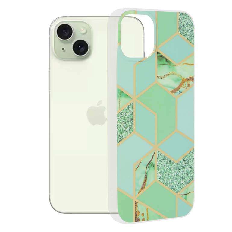 Techsuit Marble Series iPhone 15 Plus Zelený hex - náhled 1