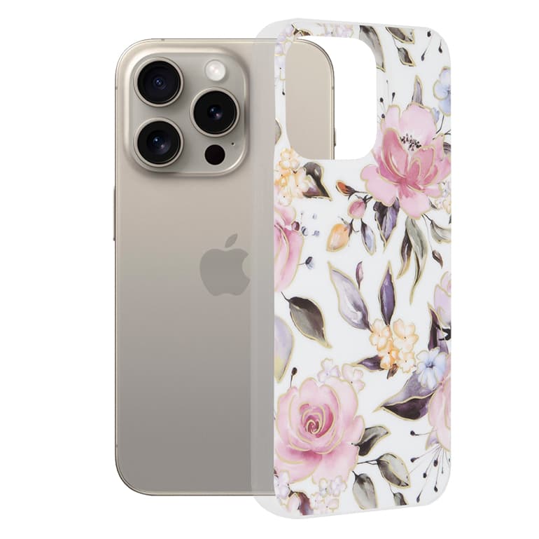 Techsuit Mramorová série iPhone 15 Pro Max Chloe bílá - náhled 1