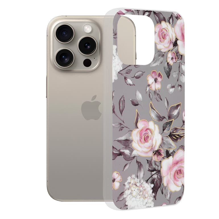 Techsuit Marble Series iPhone 15 Pro Max Bloom of Ruth Gray - náhled 1