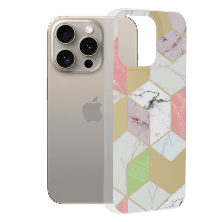 Techsuit Marble Series iPhone 15 Pro Max Fialový Hex - náhled 1