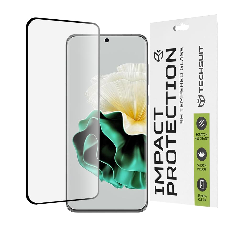 Techsuit 111D Celoplošné 3D zakřivené sklo Huawei P60 Black - náhled 1