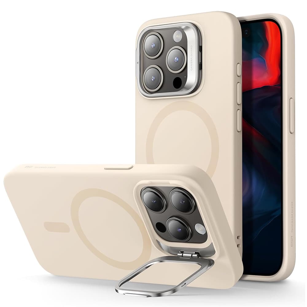 ESR Obláčkově měkký HaloLock Kickstand iPhone 15 Pro Světle hnědá - náhled 1