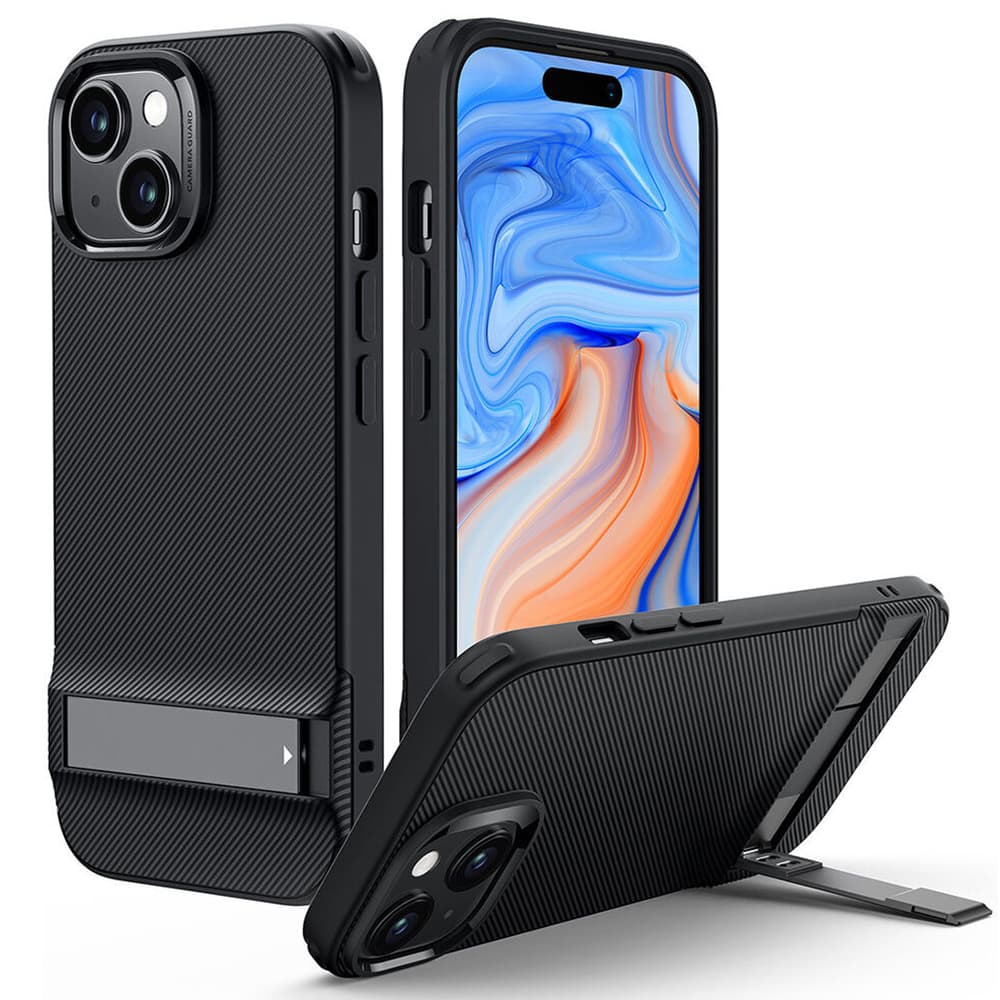 ESR Air Shield Boost Kickstand iPhone 15 Plus Průsvitný Černý - náhled 1