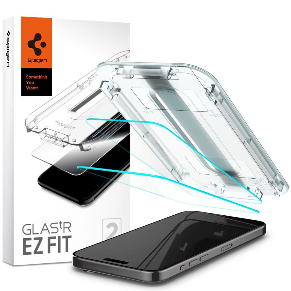 Spigen Glas.tR EZ-FIT iPhone 15 Pro Max 2 kusy Průhledné - náhled 1