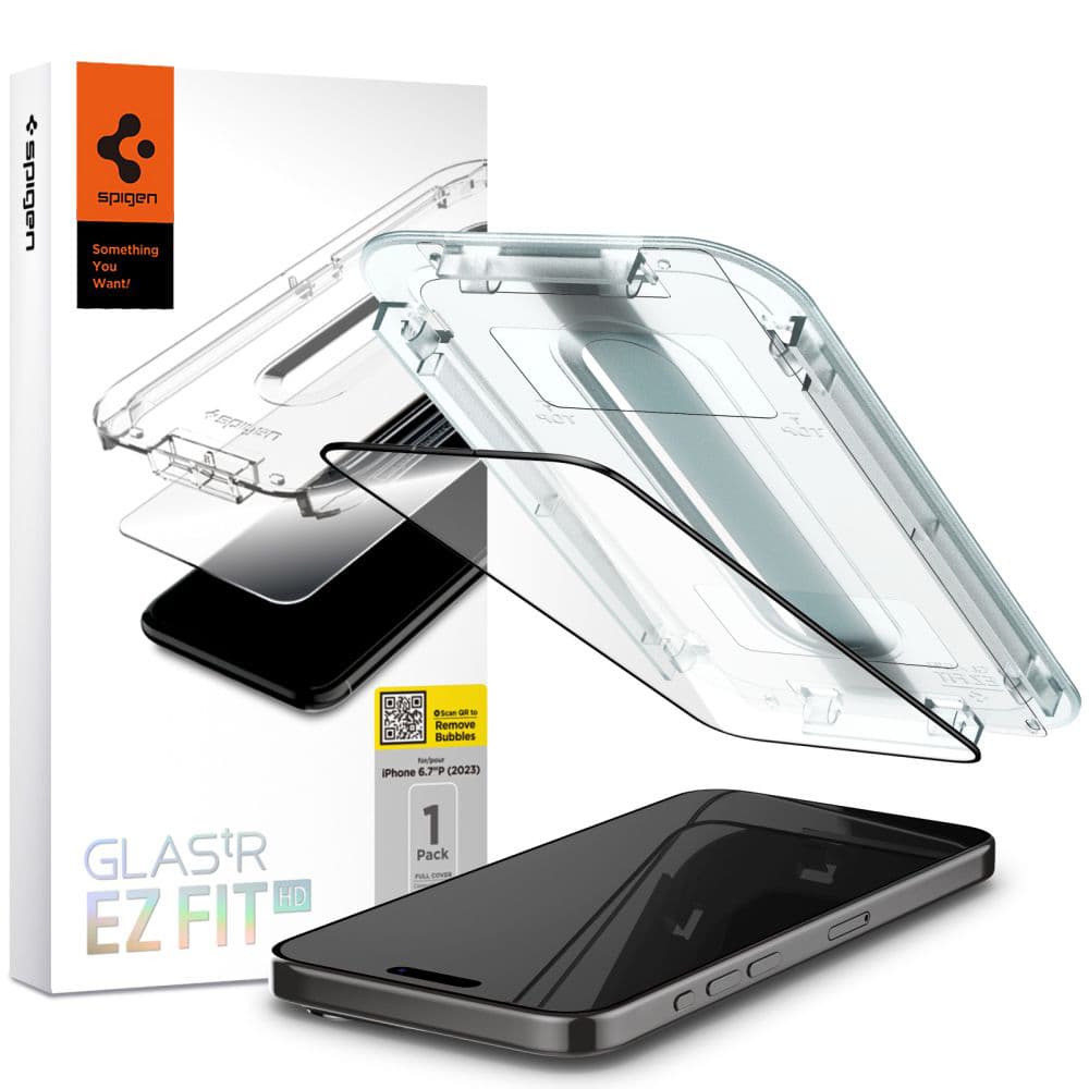 Spigen Glas.tR EZ-FIT iPhone 15 Pro Max Černá - náhled 1
