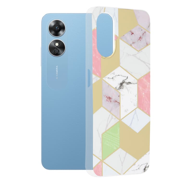 Techsuit Mramorová série Oppo A17 Fialový Hex - náhled 1