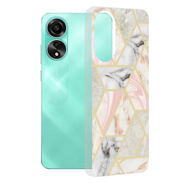 Techsuit Mramorová série Oppo A78 4G Růžový hexagon - náhled 1