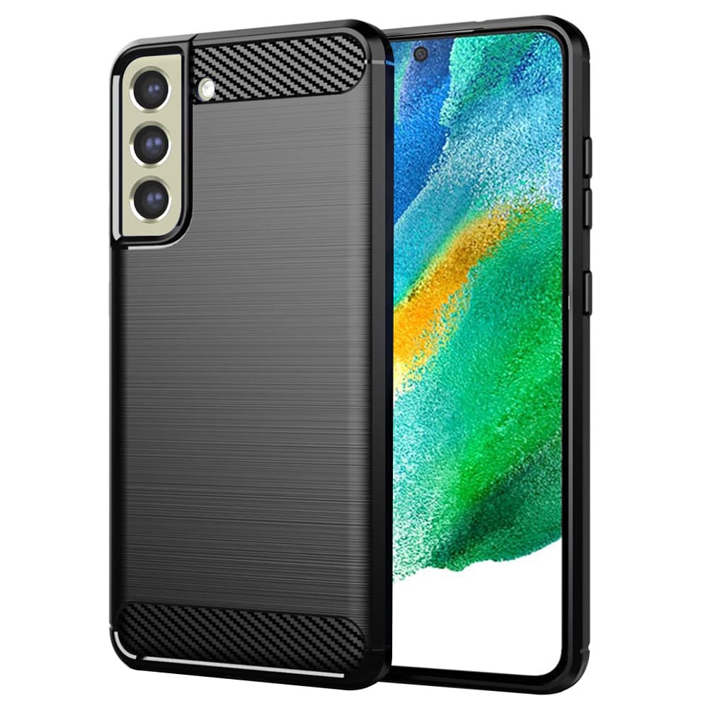 Techsuit Karbon Silikon Kryt Samsung Galaxy S21 FE Černý - náhled 1
